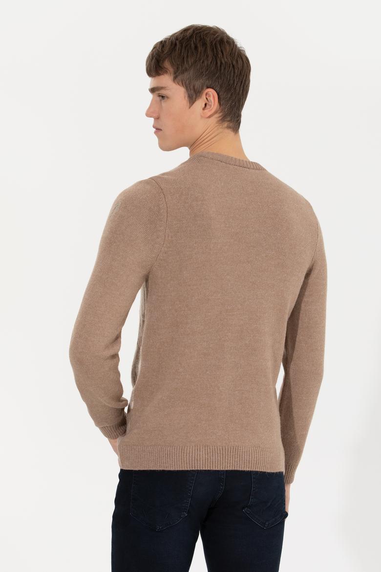 Erkek Camel Melanj Bisiklet Yaka Triko Kazak - 50256663027