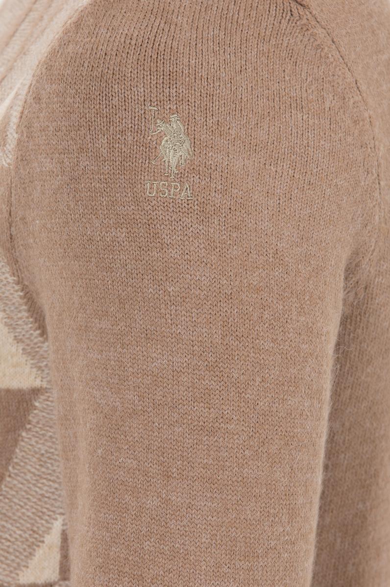 Erkek Camel Melanj Bisiklet Yaka Triko Kazak