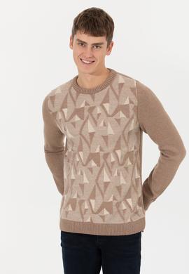 Erkek Camel Melanj Bisiklet Yaka Triko Kazak - 50256663027