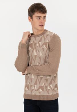 Erkek Camel Melanj Bisiklet Yaka Triko Kazak - 50256663027