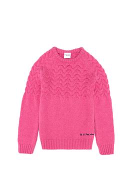 Kız Çocuk Neon Pembe Bisiklet Yaka Kazak - 50258074033