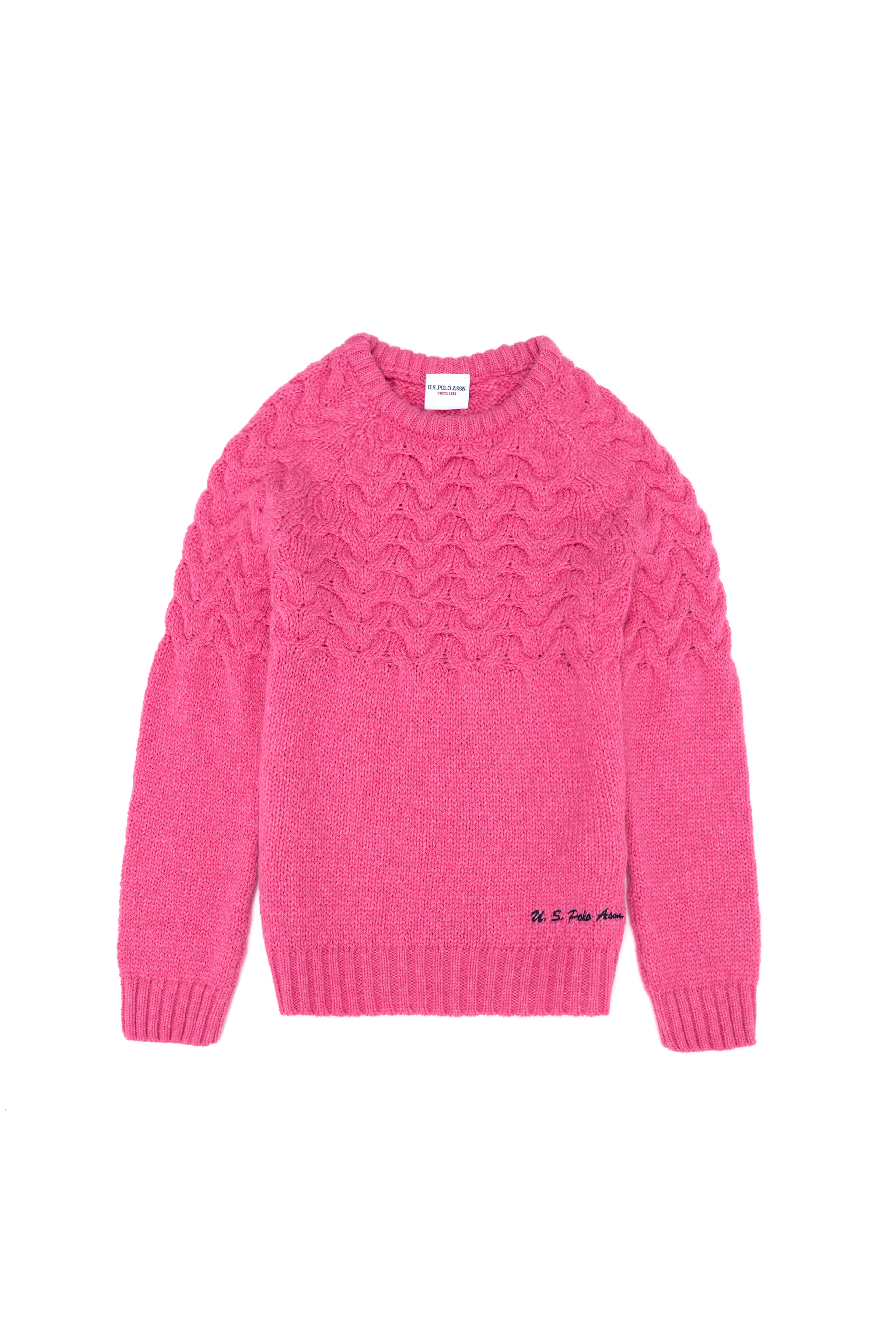 Kız Çocuk Neon Pembe Bisiklet Yaka Kazak - Image 5