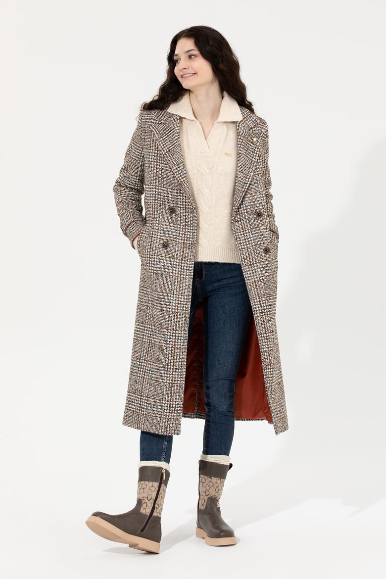 Kadın Krem Kaşe Kaban