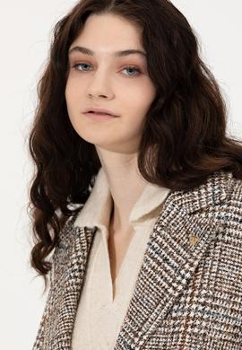 Kadın Krem Kaşe Kaban - 50255735008