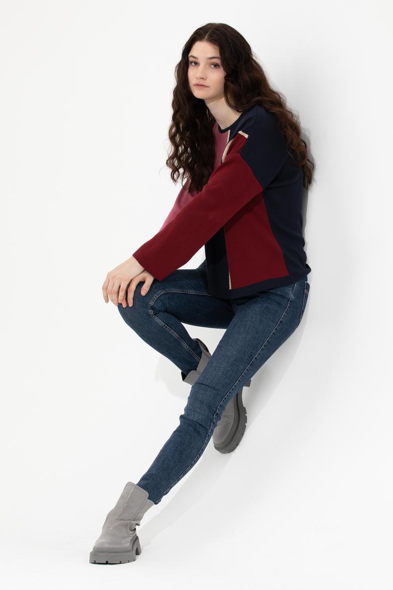 Kadın Lacivert Bisiklet Yaka Kazak - 50256632006