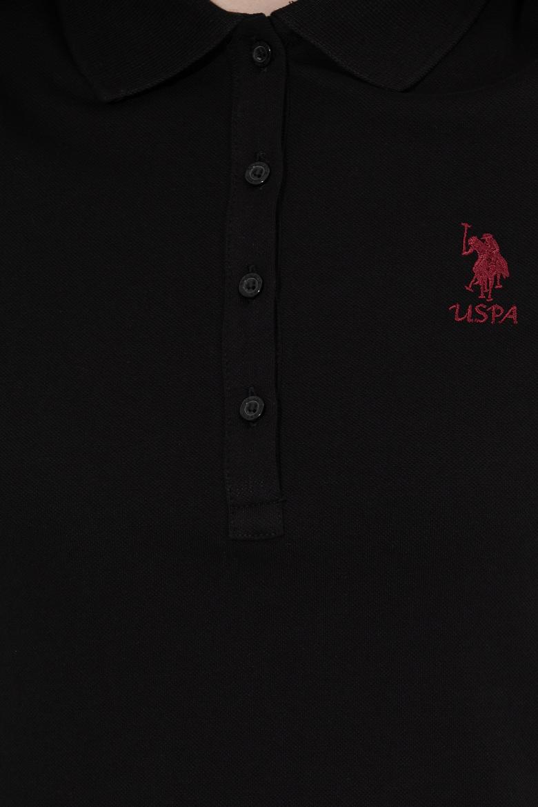 Kadın Siyah Basic Polo Yaka Tişört - 50256287033