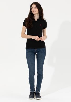 Kadın Siyah Basic Polo Yaka Tişört - 50256287033