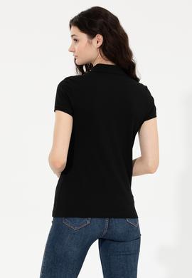 Kadın Siyah Basic Polo Yaka Tişört - 50256287033