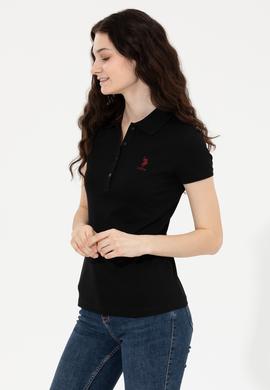 Kadın Siyah Basic Polo Yaka Tişört - 50256287033