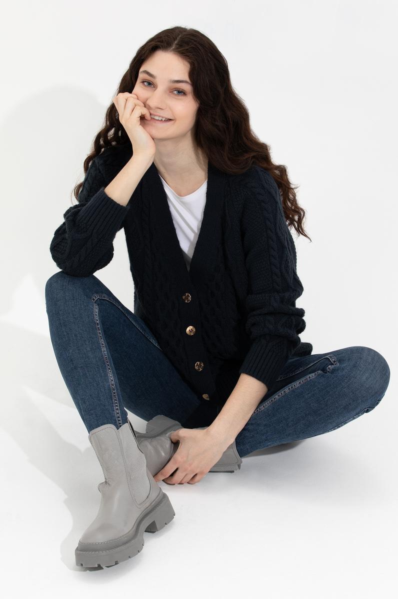 Kadın Lacivert Triko Hırka