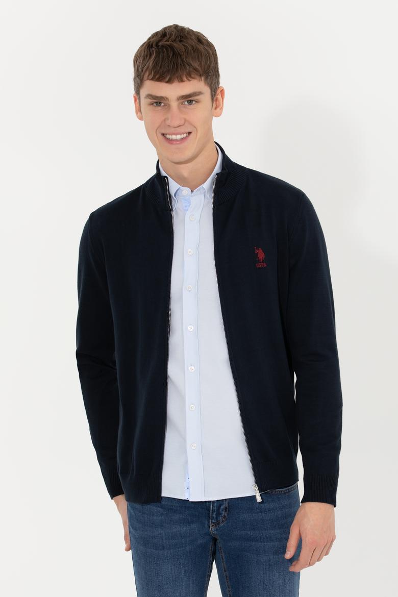 Erkek Lacivert Basic Triko Hırka