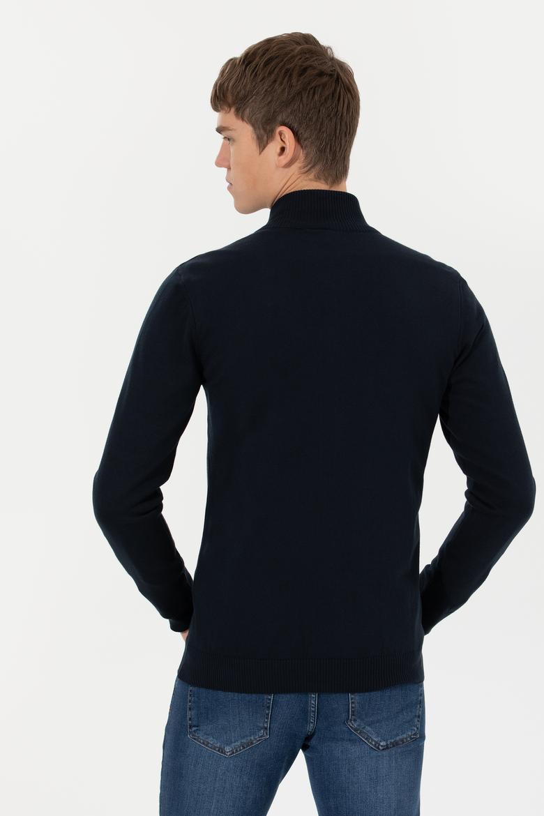 Erkek Lacivert Basic Triko Hırka - 50257599008