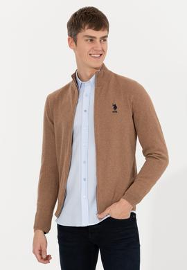 Erkek Camel Melanj Basic Triko Hırka - 50257599032