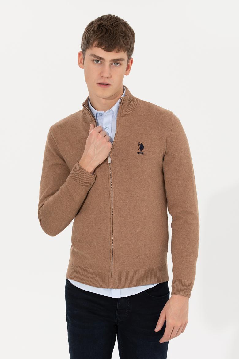 Erkek Camel Melanj Basic Triko Hırka - 50257599032