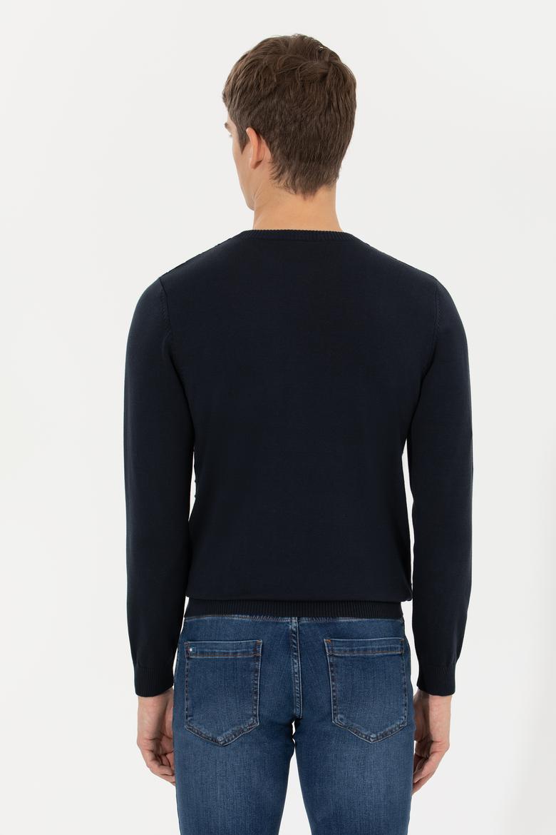 Erkek Lacivert Bisiklet Yaka Triko Kazak - 50257854009