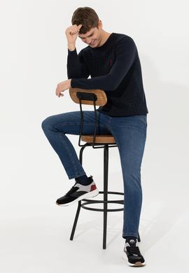 Erkek Lacivert Bisiklet Yaka Triko Kazak - 50257854009