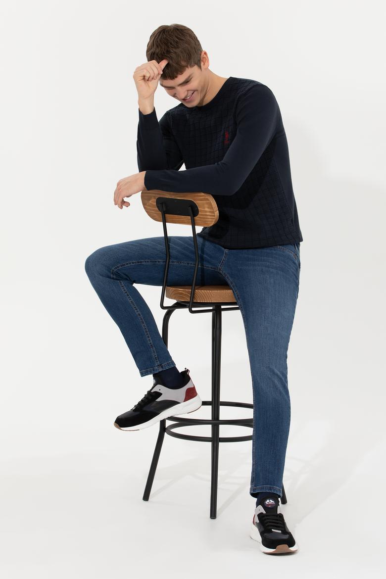 Erkek Lacivert Bisiklet Yaka Triko Kazak - 50257854009