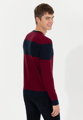 Erkek Bordo Bisiklet Yaka Triko Kazak - 50258073013