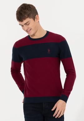 Erkek Bordo Bisiklet Yaka Triko Kazak - 50258073013