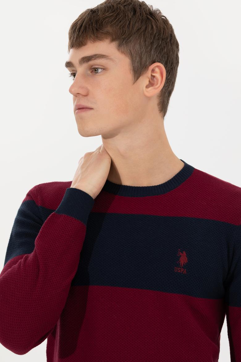 Erkek Bordo Bisiklet Yaka Triko Kazak - 50258073013