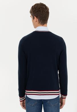 Erkek Lacivert V Yaka Triko Kazak - 50258136005