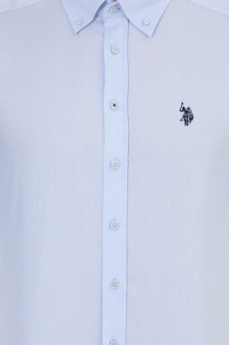 Erkek Açık Mavi Uzun Kollu Basic Gömlek