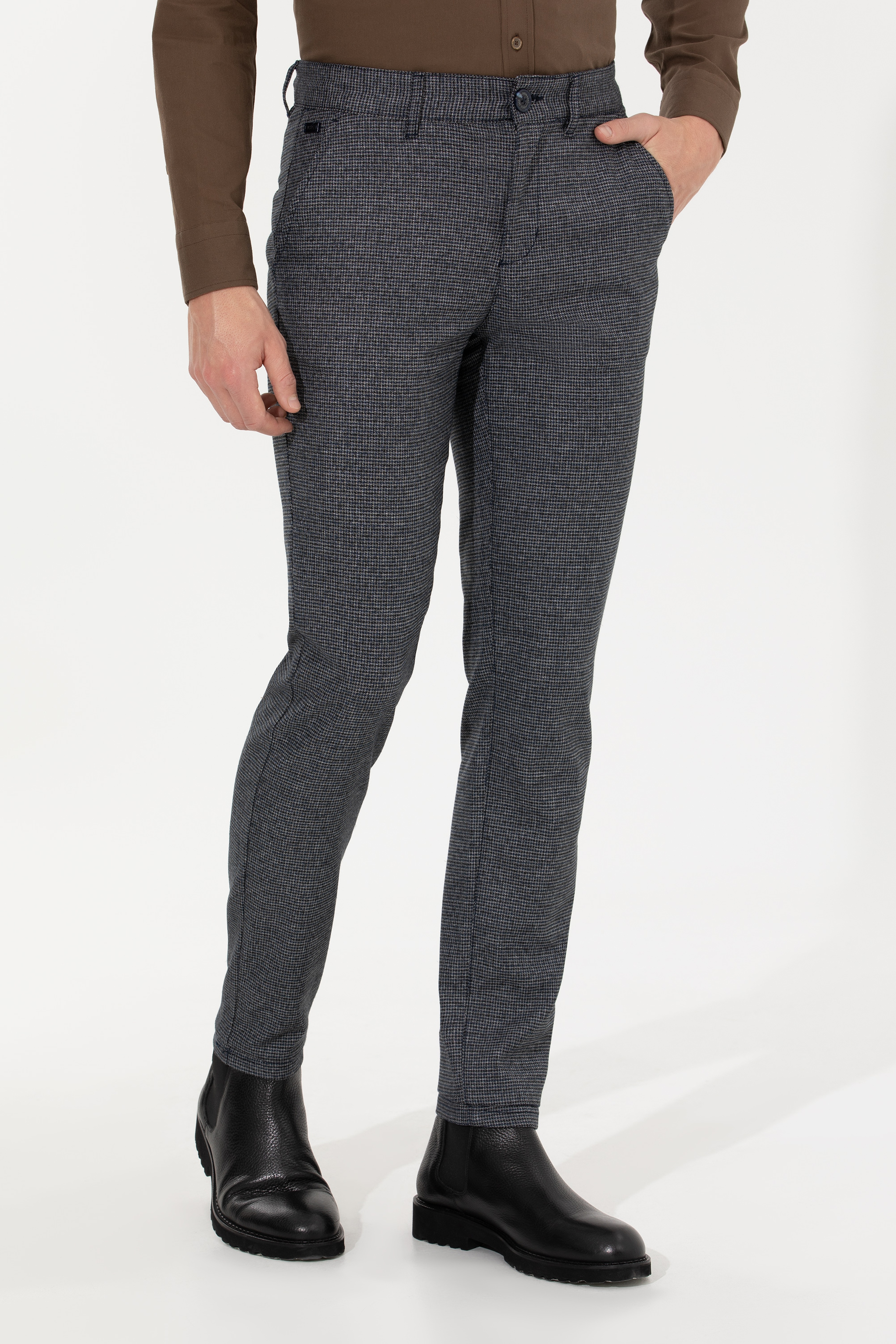 Erkek Slim Fit Lacivert Kanvas Pantolon - Image 2