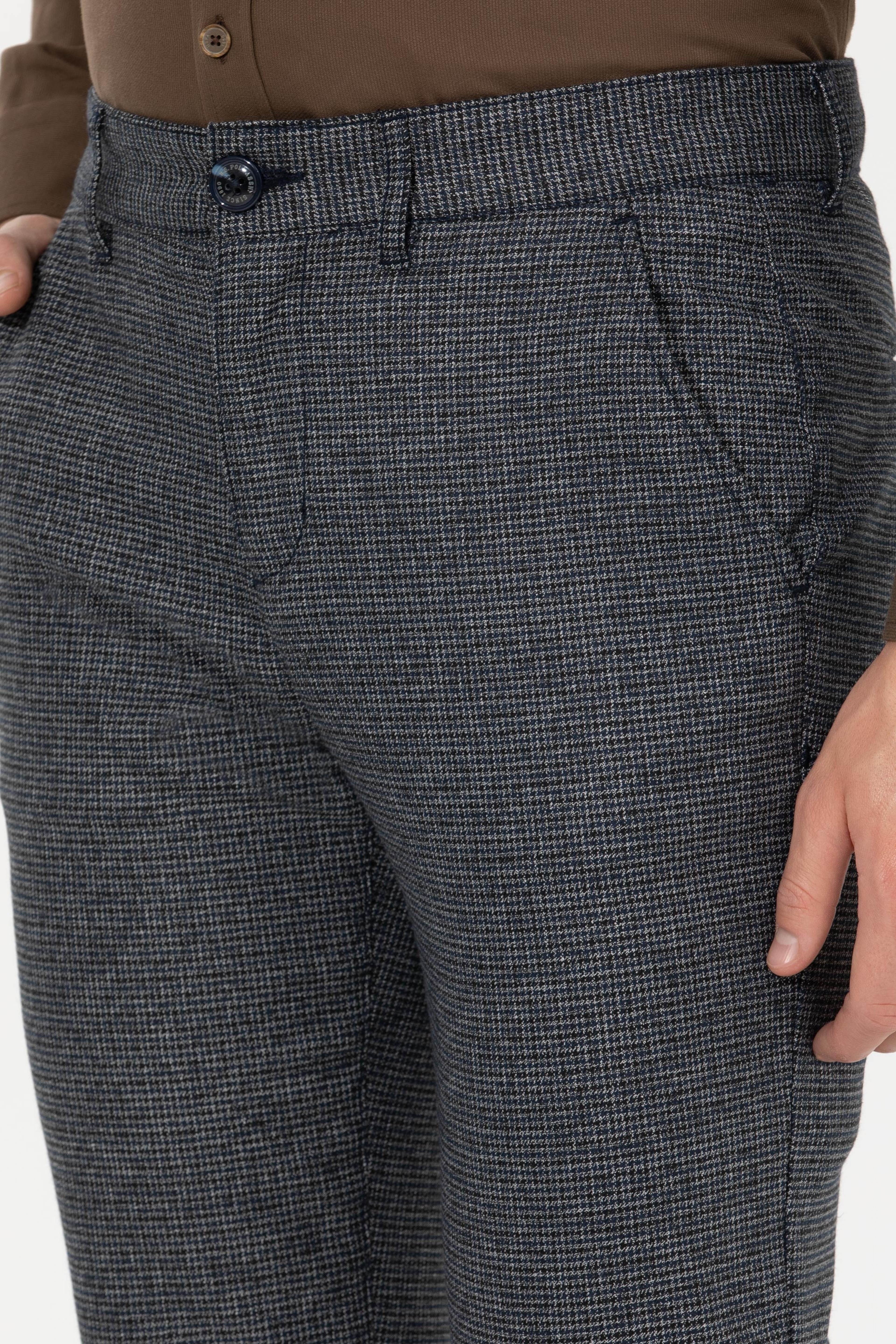 Erkek Slim Fit Lacivert Kanvas Pantolon