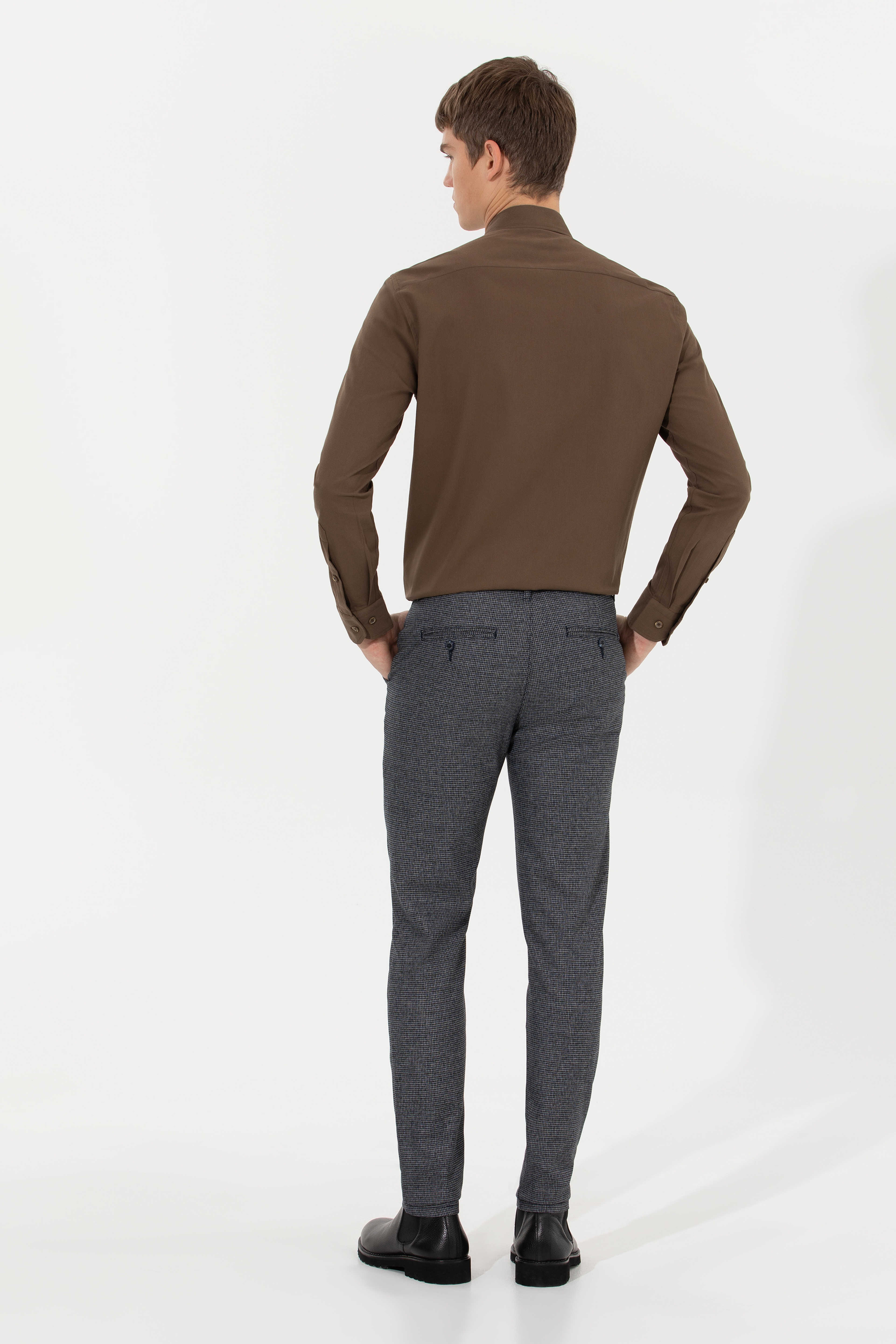 Erkek Slim Fit Lacivert Kanvas Pantolon - Image 4