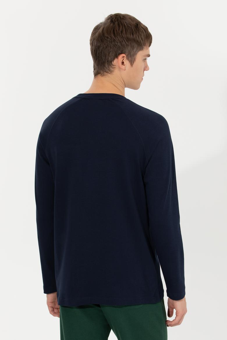 Erkek Lacivert Bisiklet Yaka Sweatshirt - 50256404028