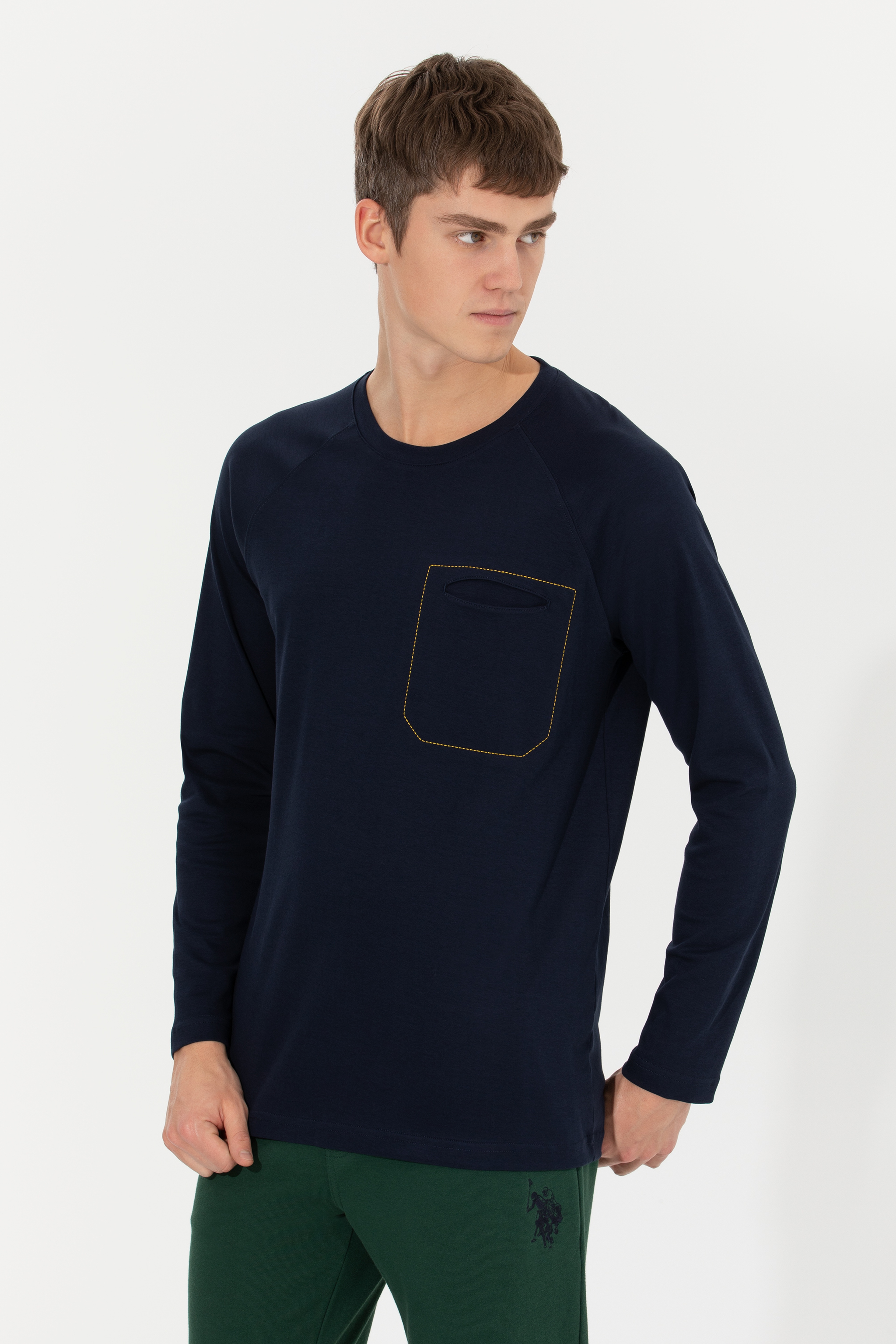 Erkek Lacivert Bisiklet Yaka Sweatshirt - Image 3
