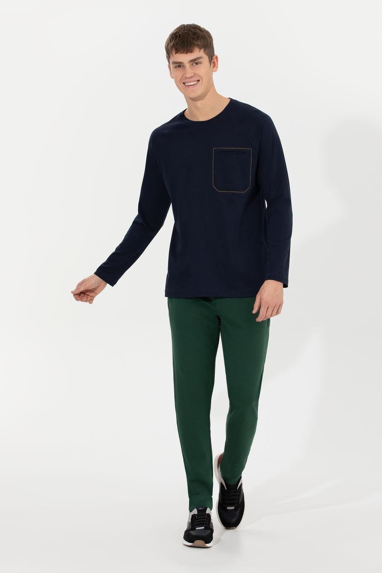 Erkek Lacivert Bisiklet Yaka Sweatshirt - 50256404028