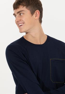 Erkek Lacivert Bisiklet Yaka Sweatshirt - 50256404028