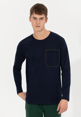 Erkek Lacivert Bisiklet Yaka Sweatshirt - 50256404028