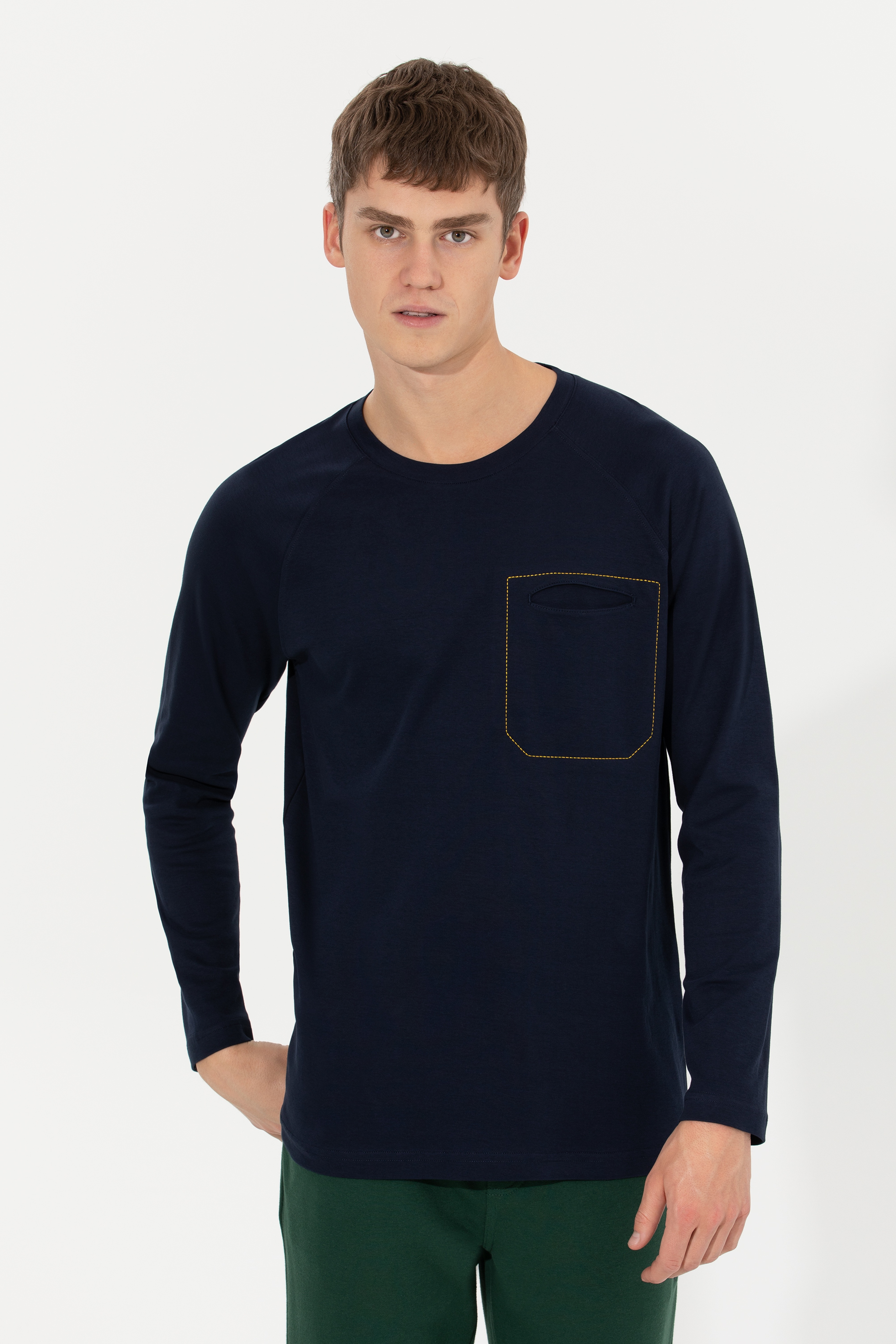 Erkek Lacivert Bisiklet Yaka Sweatshirt - Image 1