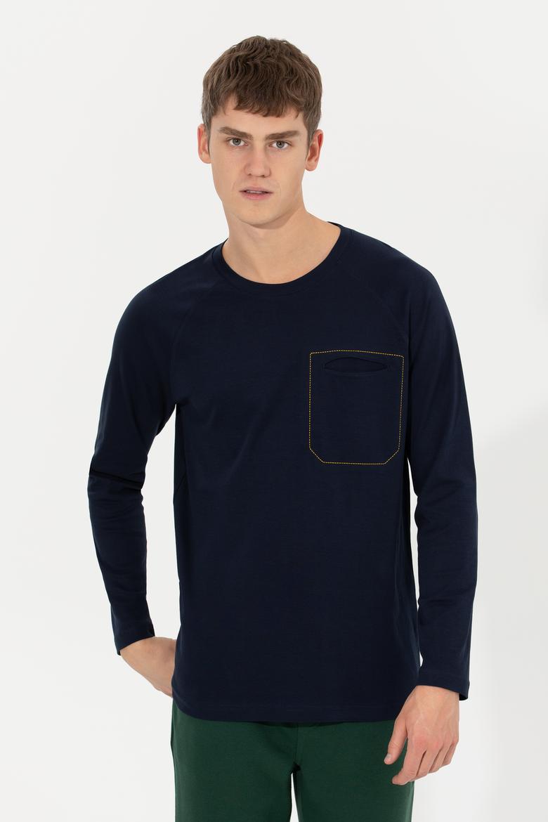 Erkek Lacivert Bisiklet Yaka Sweatshirt