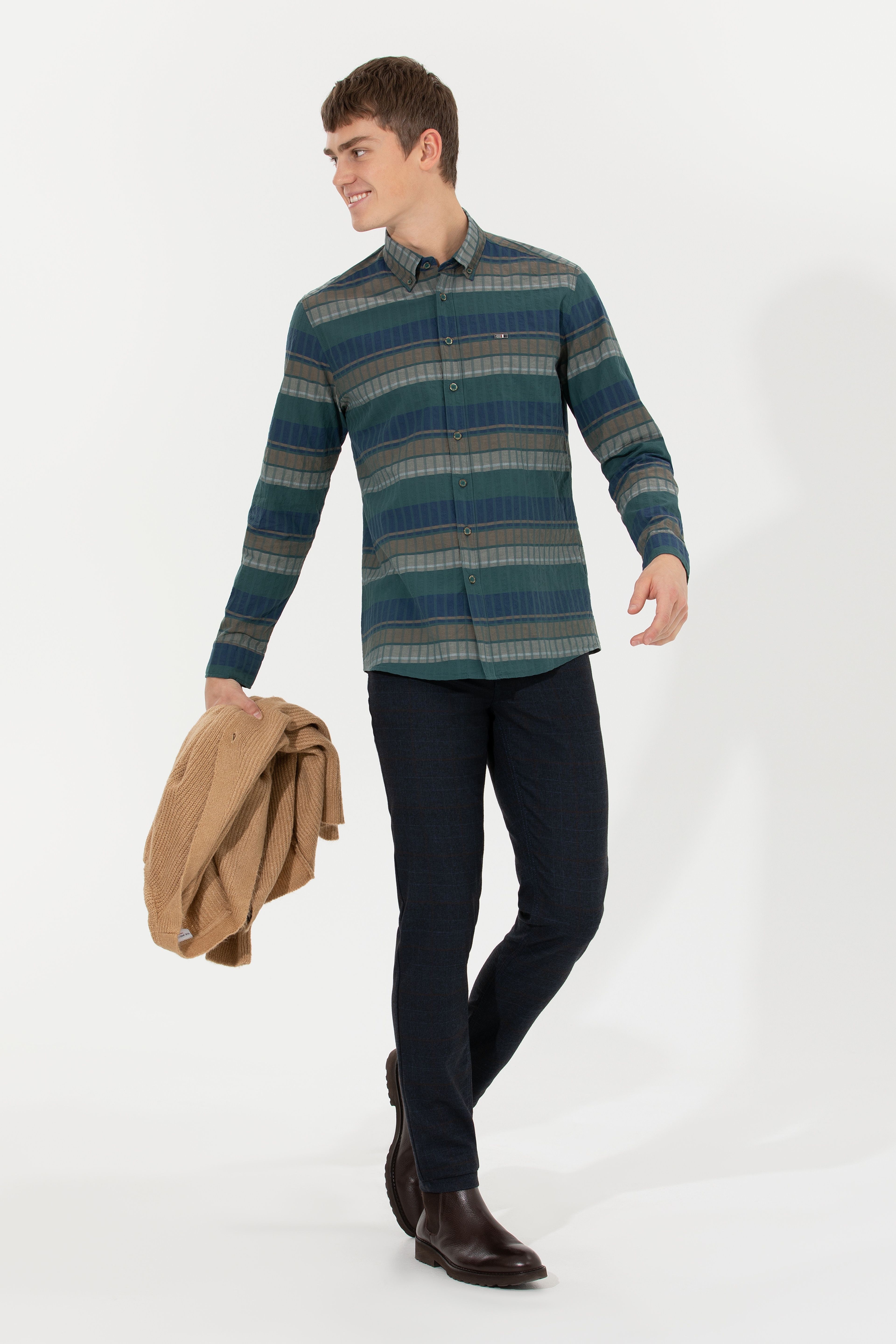 Erkek Slim Fit Lacivert Kanvas Pantolon - Image 3