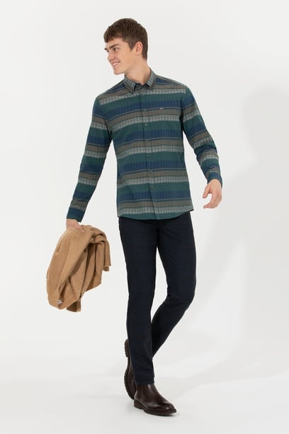 Erkek Slim Fit Lacivert Kanvas Pantolon