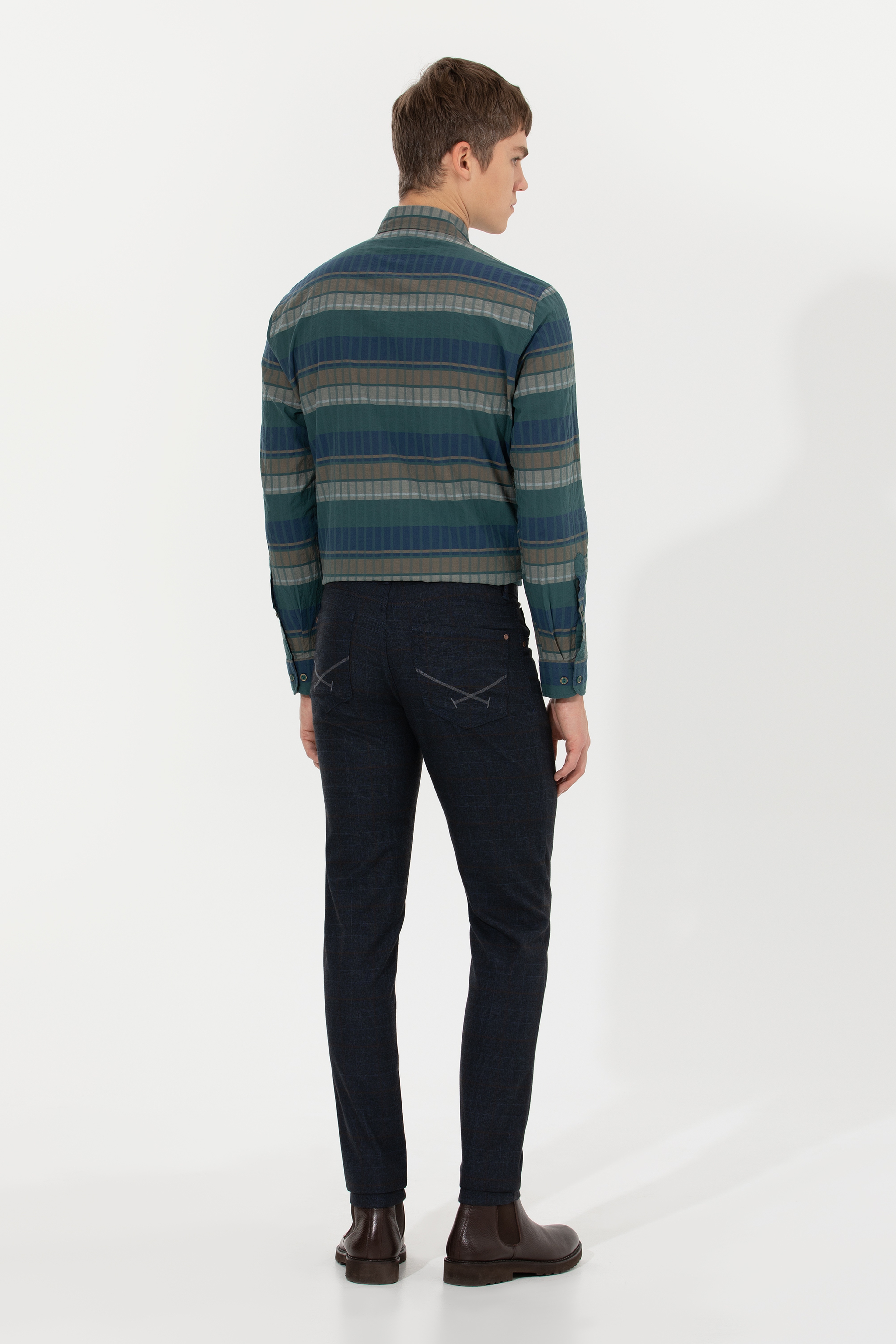 Erkek Slim Fit Lacivert Kanvas Pantolon - Image 4