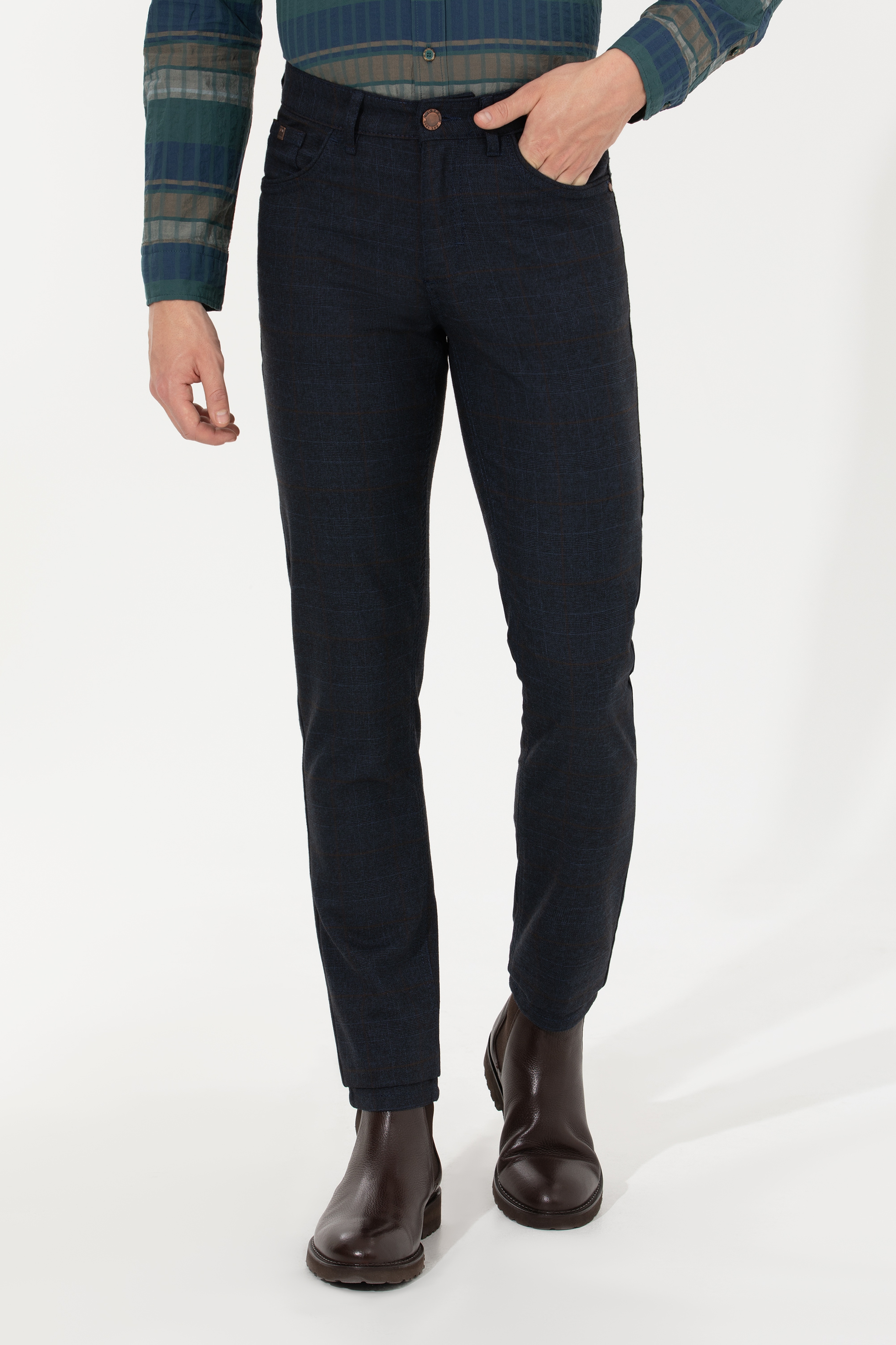 Erkek Slim Fit Lacivert Kanvas Pantolon
