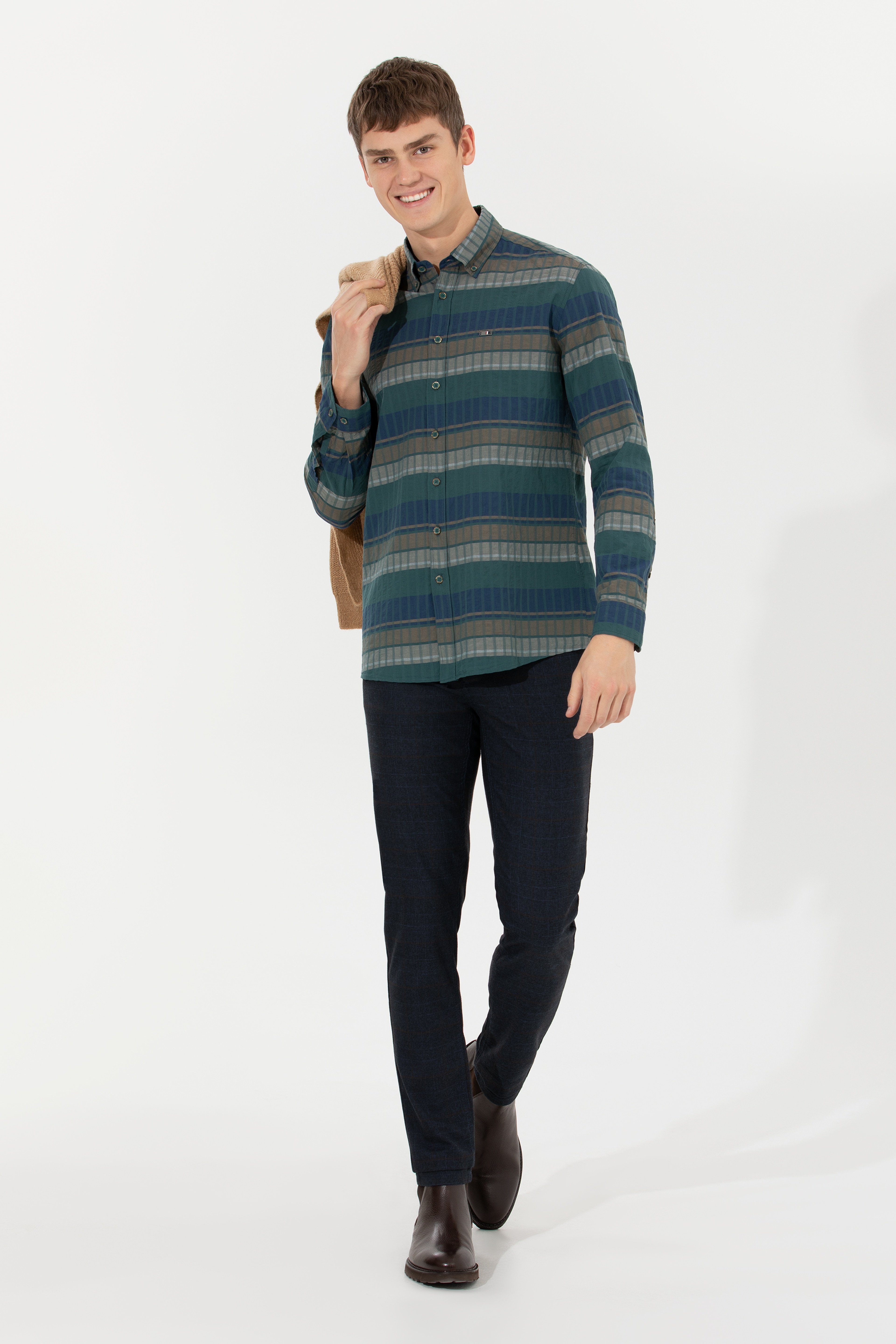 Erkek Slim Fit Lacivert Kanvas Pantolon - Image 1
