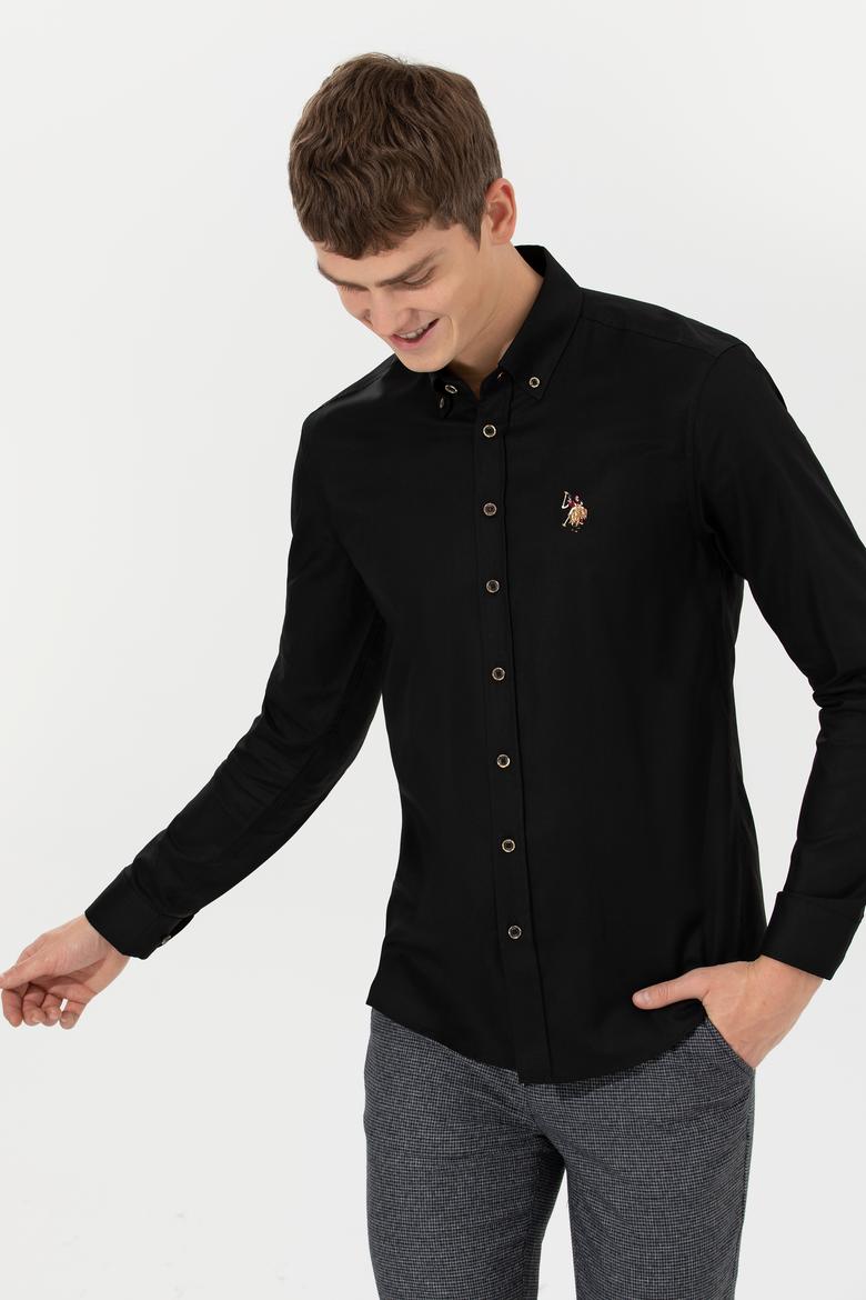 Erkek Siyah Uzun Kollu Basic Gömlek - 50256694084