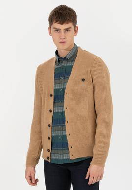 Erkek Camel Melanj Triko Hırka - 50257856026