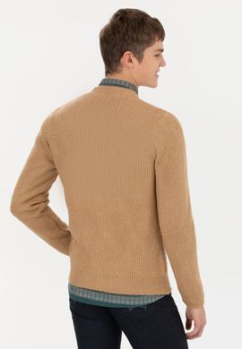 Erkek Camel Melanj Triko Hırka - 50257856026