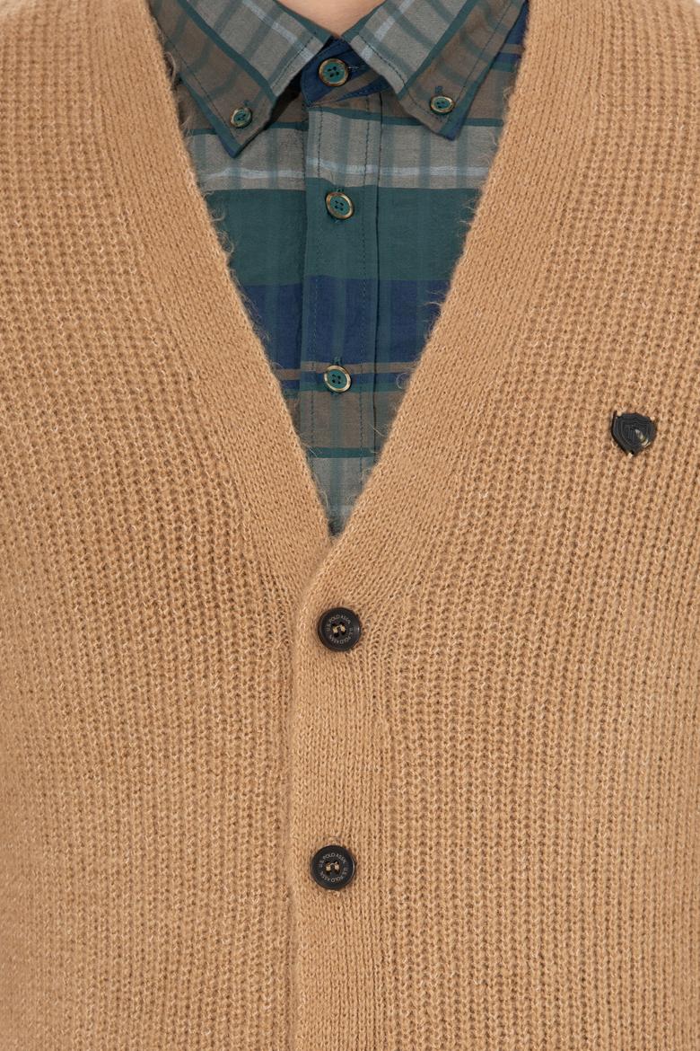 Erkek Camel Melanj Triko Hırka - 50257856026