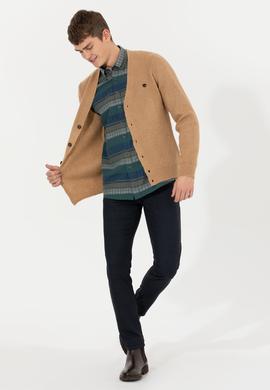 Erkek Camel Melanj Triko Hırka - 50257856026