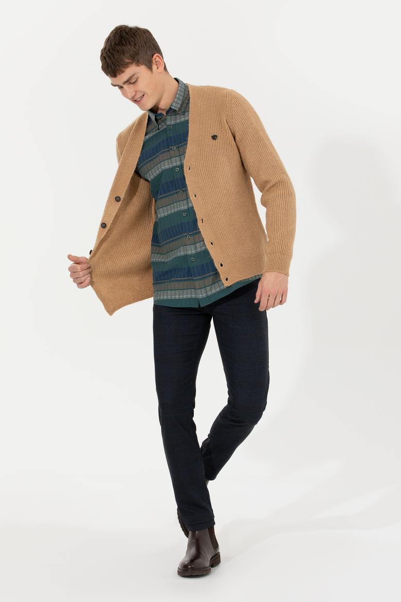 Erkek Camel Melanj Triko Hırka - 50257856026