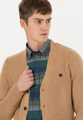 Erkek Camel Melanj Triko Hırka - 50257856026