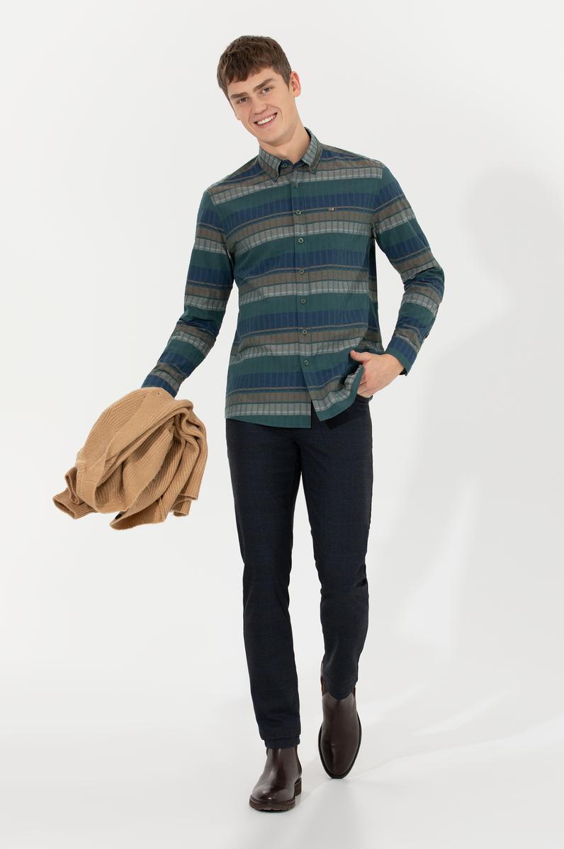 Erkek Yeşil Uzun Kollu Gömlek