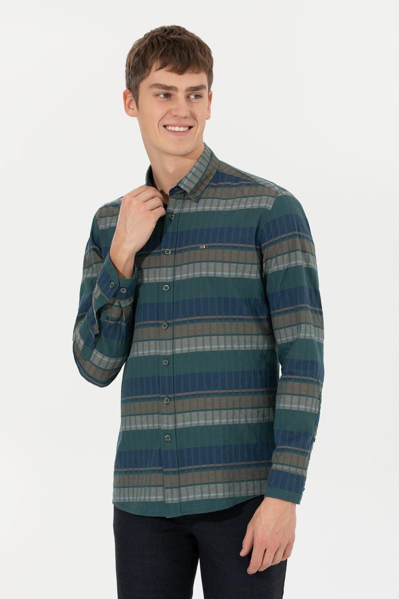 Erkek Yeşil Uzun Kollu Gömlek
